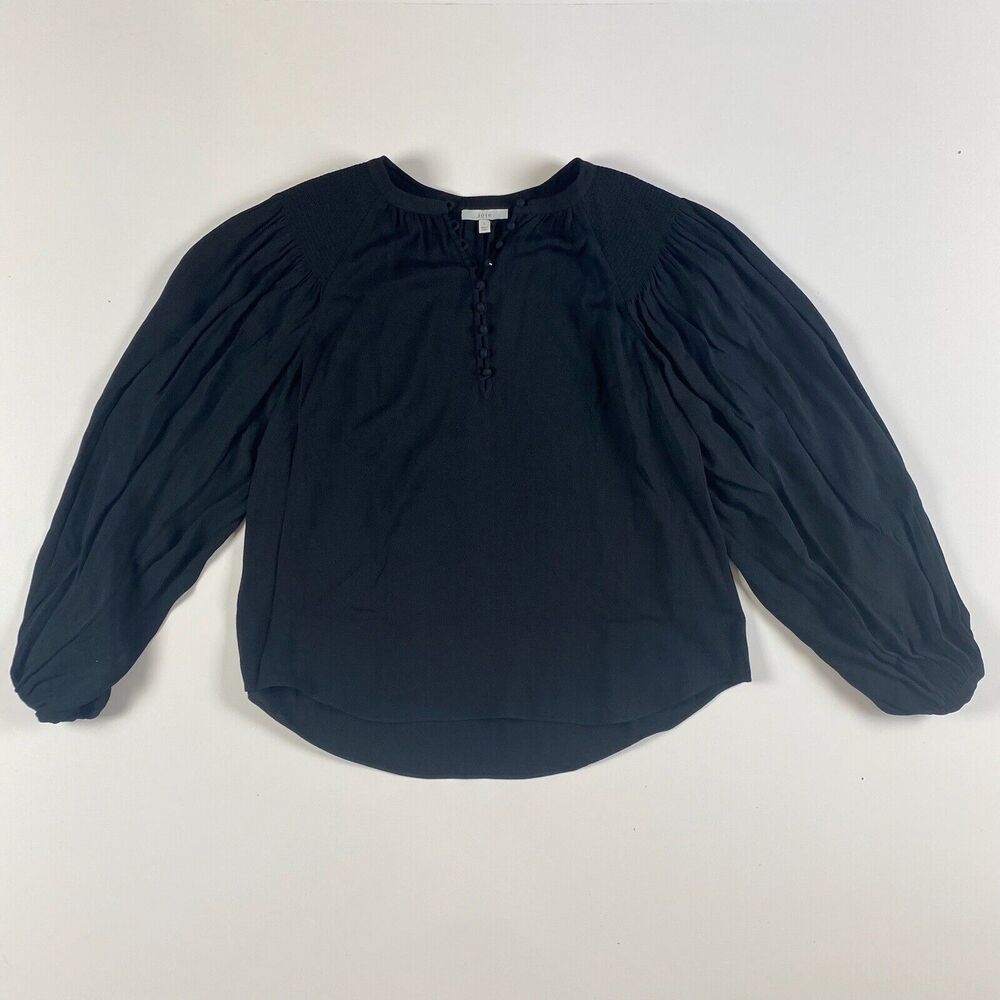 Joie Womens Flowy Loose Blouse Dress Shirt Black Size Large